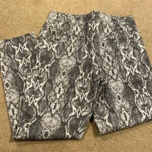 Belle by Kim Gravel Gray Snake Reptile Animal Print Jeans Size 12